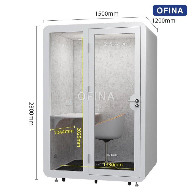 Cabin cách âm di động 1 người — bản lắp module, 6 bánh xe thumbnail 12