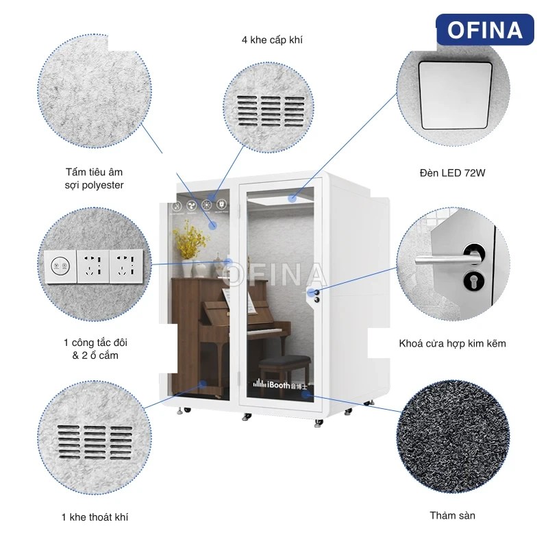 Cabin cách âm di động 4 người — buồng họp kiêm phòng tập nhạc cụ thumbnail 15