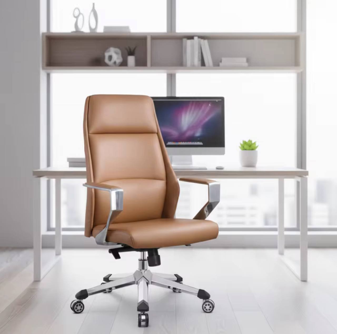 Ghế lãnh đạo Titan GGDDK26 màu nâu – Ghế giám đốc da PU cao cấp - ảnh 2 chính hãng OFINA